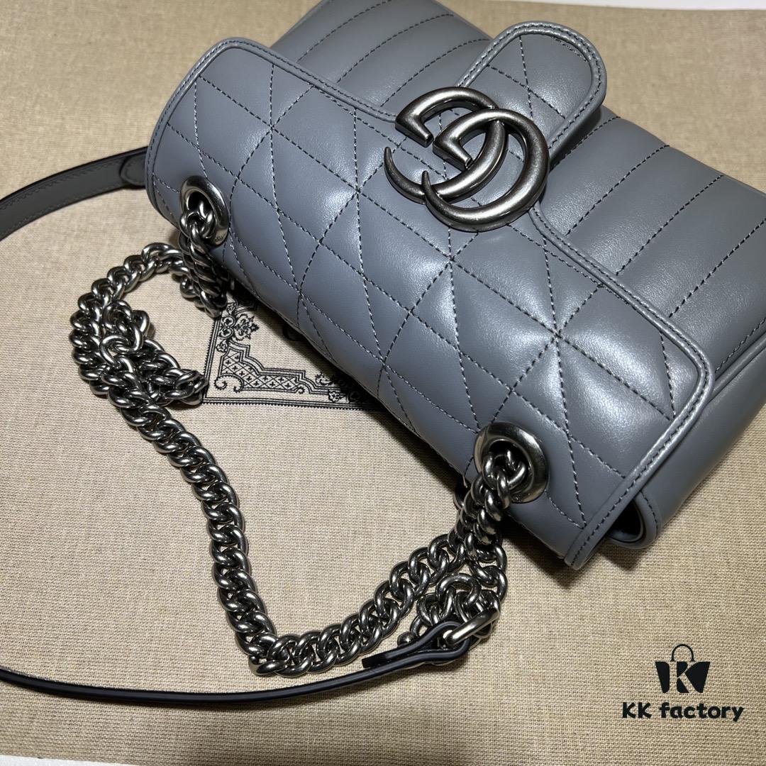 GUCCI New Arrival Cabinet Quality, Top Original Single Item, Actual Photos, Model No. 446744 Gray Checkered, Size W23xH14xD6cm, In Stock