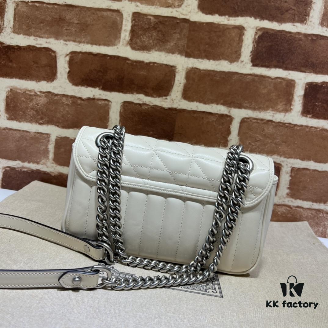 GUCCI New Arrival Cabinet Quality, Top Original Single Item, Actual Photos, Model No. 446744 White Checkered Pattern, Size W23xH14xD6cm, In Stock and Ready to Ship