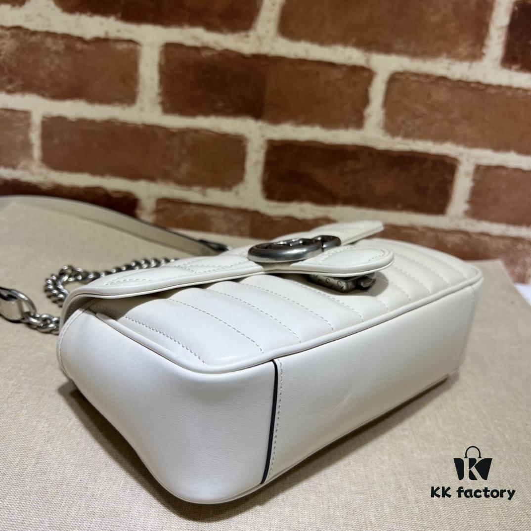 GUCCI New Arrival Cabinet Quality, Top Original Single Item, Actual Photos, Model No. 446744 White Checkered Pattern, Size W23xH14xD6cm, In Stock and Ready to Ship