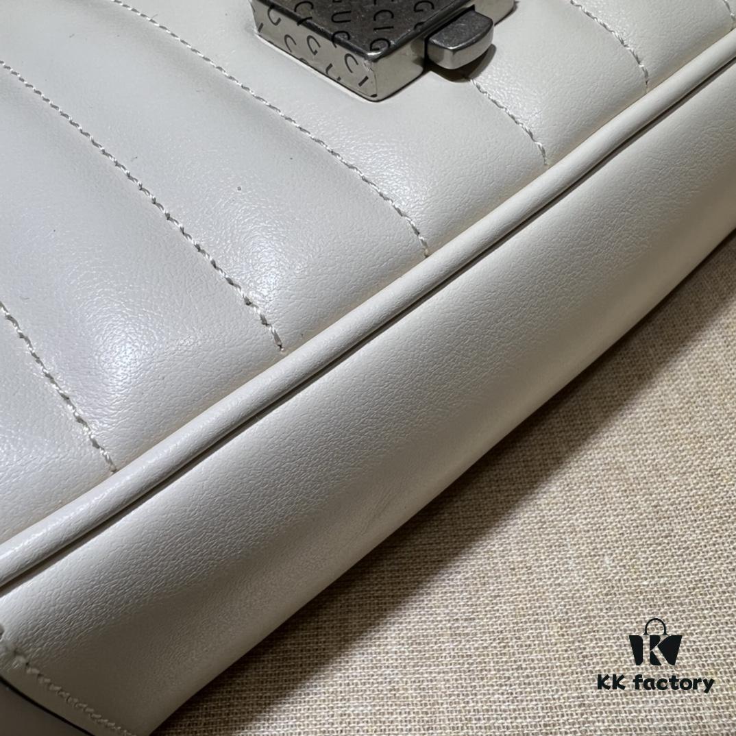 GUCCI New Arrival Cabinet Quality, Top Original Single Item, Actual Photos, Model No. 446744 White Checkered Pattern, Size W23xH14xD6cm, In Stock and Ready to Ship