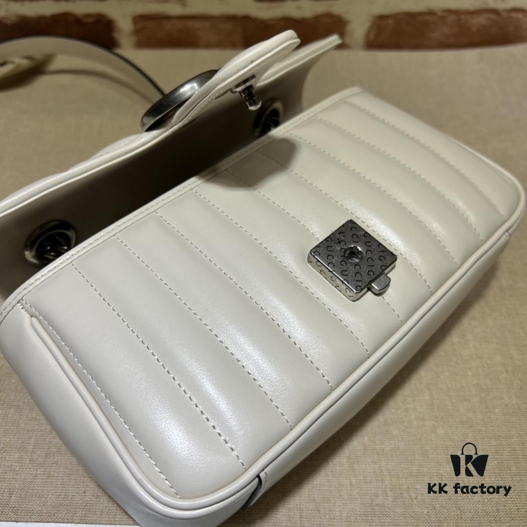 GUCCI New Arrival Cabinet Quality, Top Original Single Item, Actual Photos, Model No. 446744 White Checkered Pattern, Size W23xH14xD6cm, In Stock and Ready to Ship