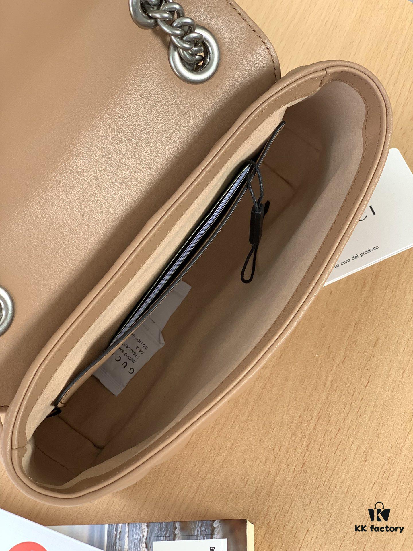 GUCCI New Arrival Cabinet Quality, Top Original Single Item, Actual Photos, Model No. 446744 Rose Beige Checkered Pattern, Size W23xH14xD6cm, In Stock Ready to Ship