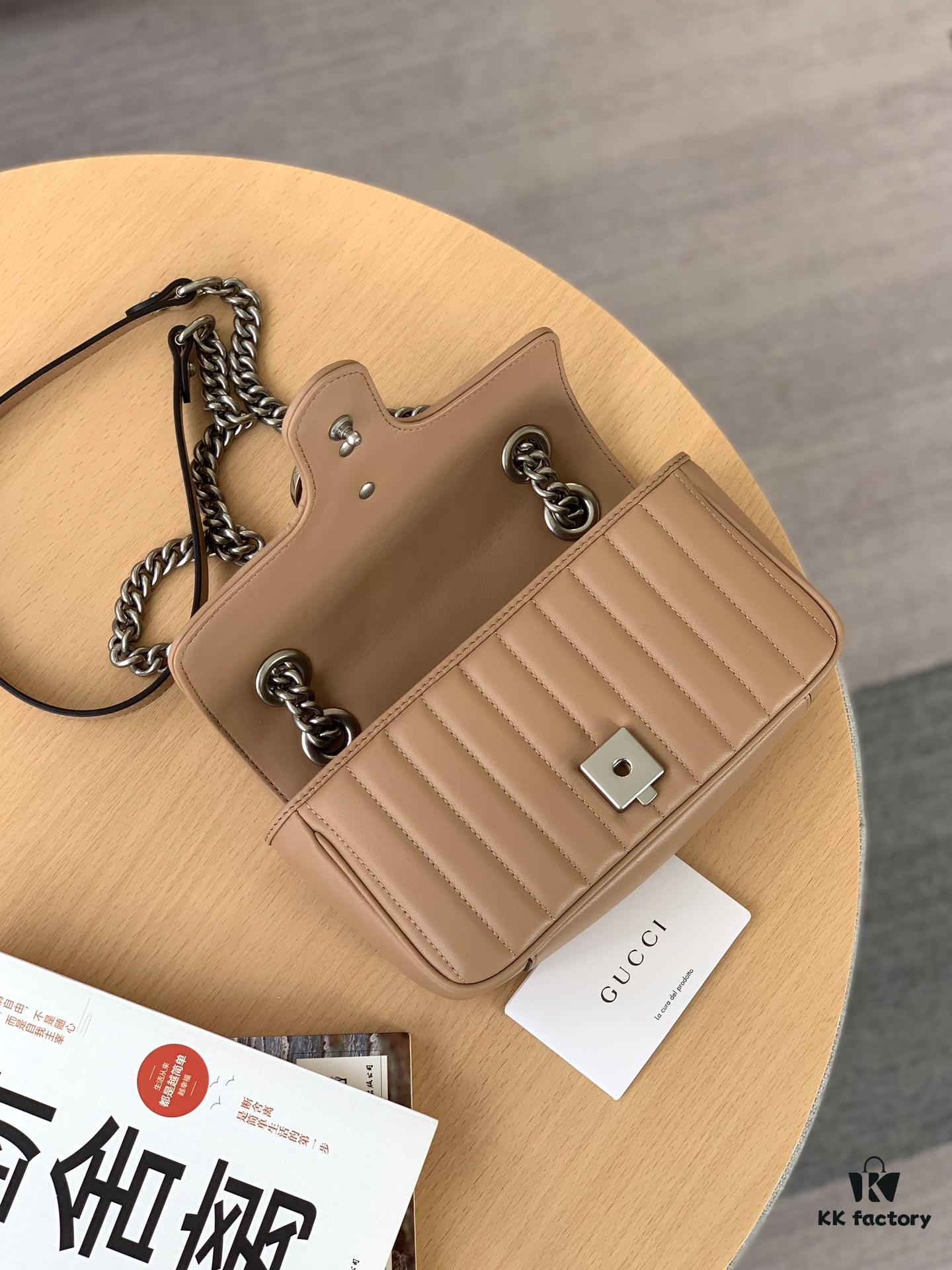 GUCCI New Arrival Cabinet Quality, Top Original Single Item, Actual Photos, Model No. 446744 Rose Beige Checkered Pattern, Size W23xH14xD6cm, In Stock Ready to Ship