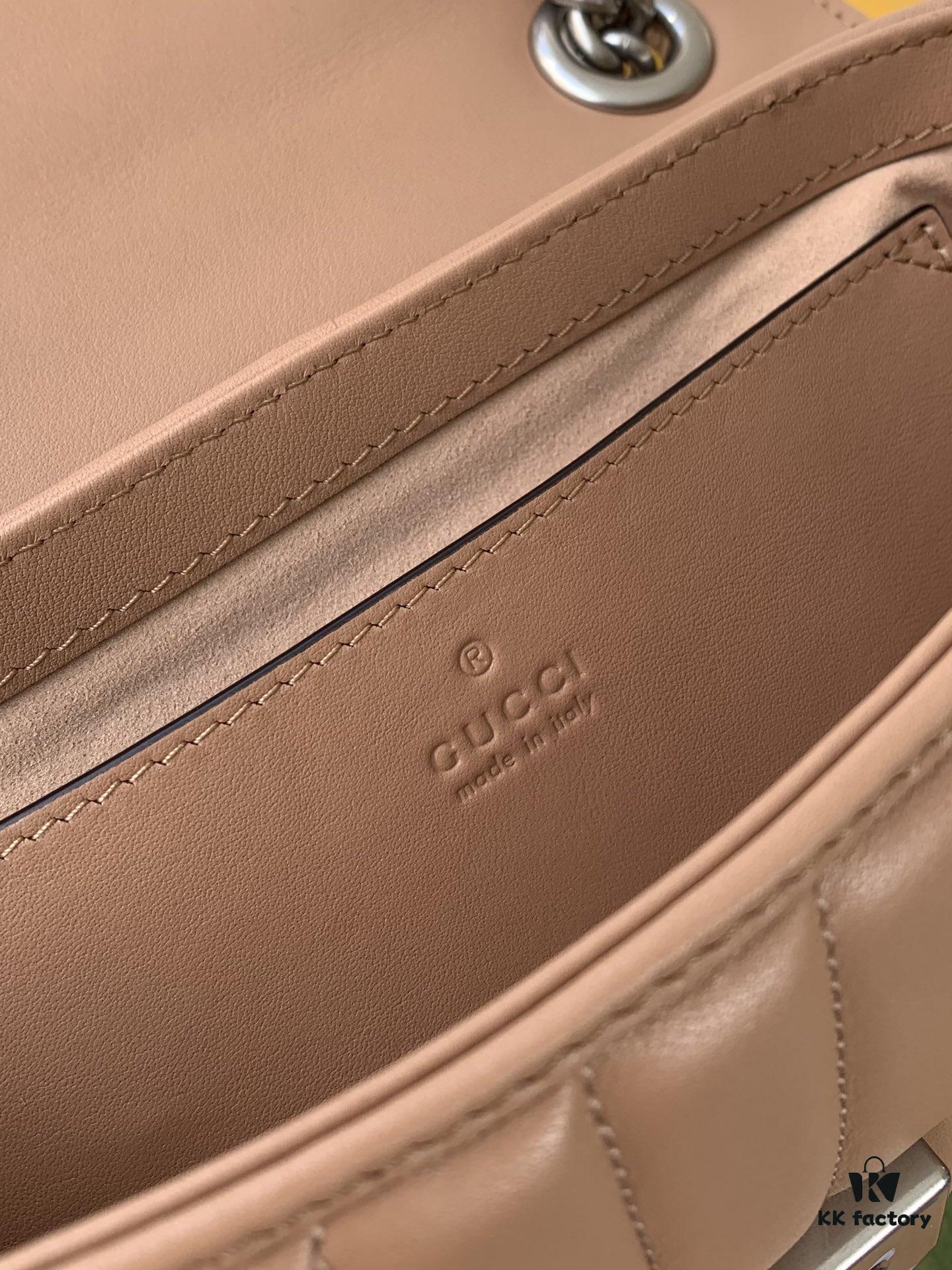 GUCCI New Arrival Cabinet Quality, Top Original Single Item, Actual Photos, Model No. 446744 Rose Beige Checkered Pattern, Size W23xH14xD6cm, In Stock Ready to Ship