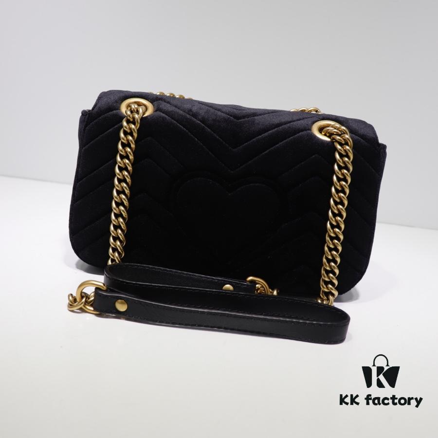 GUCCI New Arrival Cabinet Quality, Top Original Single Item, Actual Photos, Model No. 446744 Grey Velvet, Size W23xH14xD6cm, In Stock