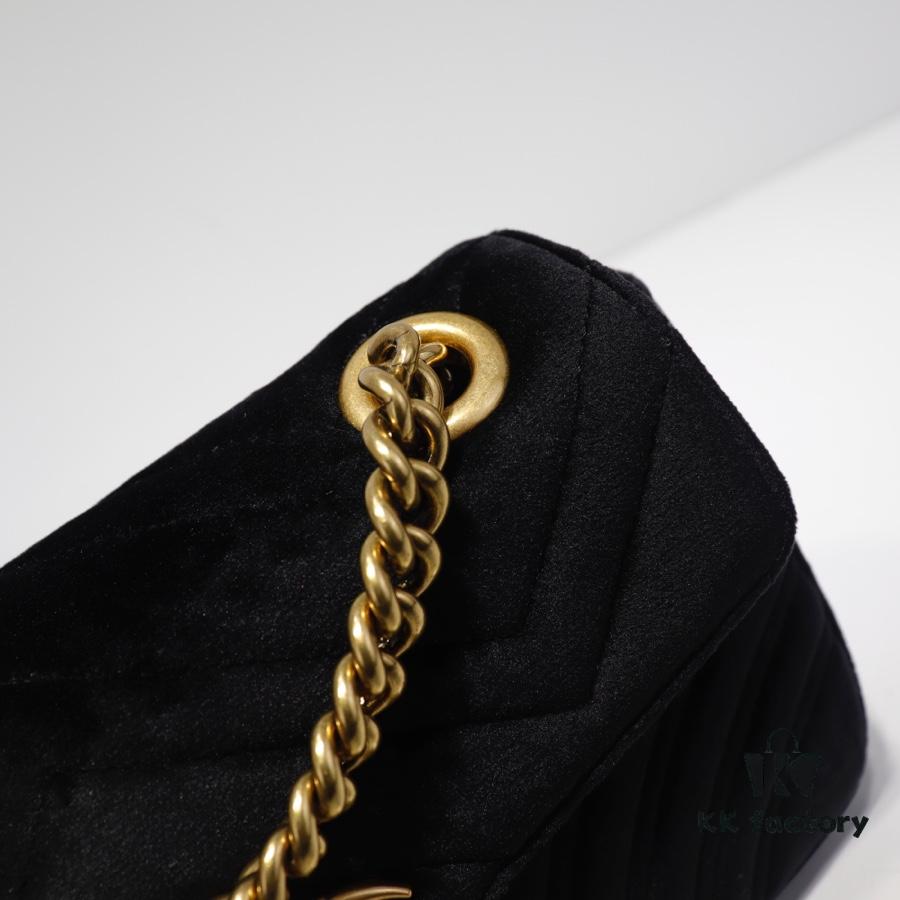 GUCCI New Arrival Cabinet Quality, Top Original Single Item, Actual Photos, Model No. 446744 Grey Velvet, Size W23xH14xD6cm, In Stock