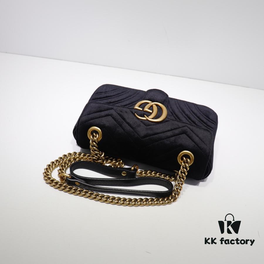 GUCCI New Arrival Cabinet Quality, Top Original Single Item, Actual Photos, Model No. 446744 Grey Velvet, Size W23xH14xD6cm, In Stock