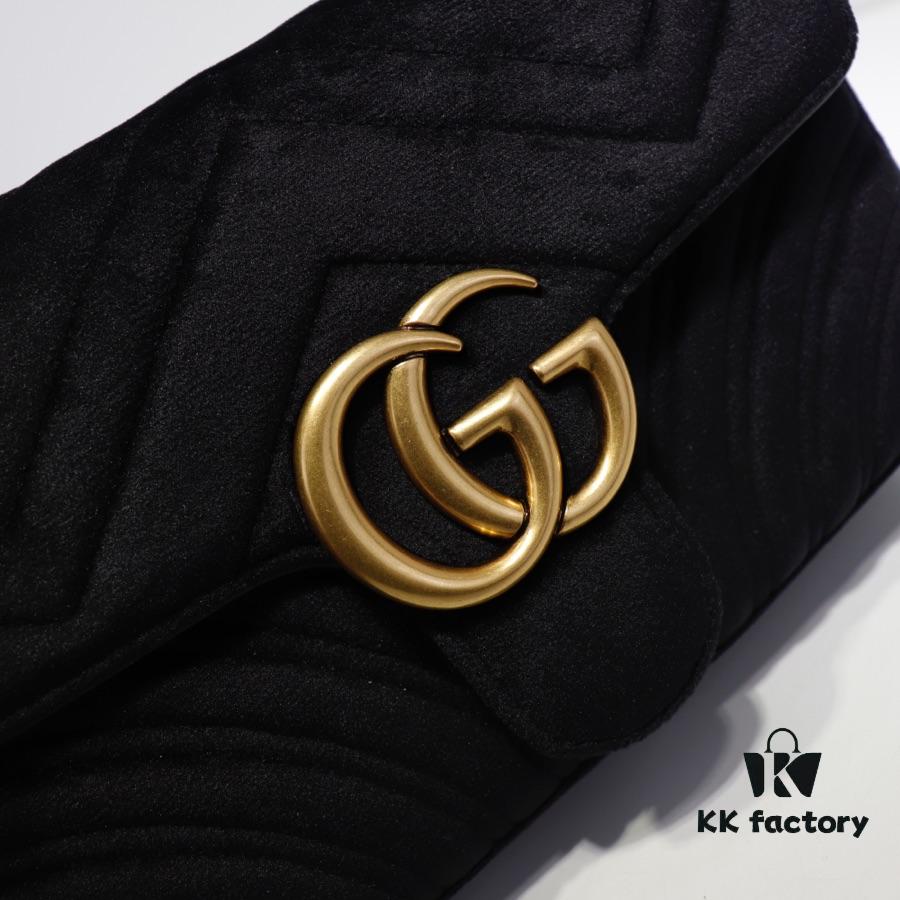 GUCCI New Arrival Cabinet Quality, Top Original Single Item, Actual Photos, Model No. 446744 Grey Velvet, Size W23xH14xD6cm, In Stock