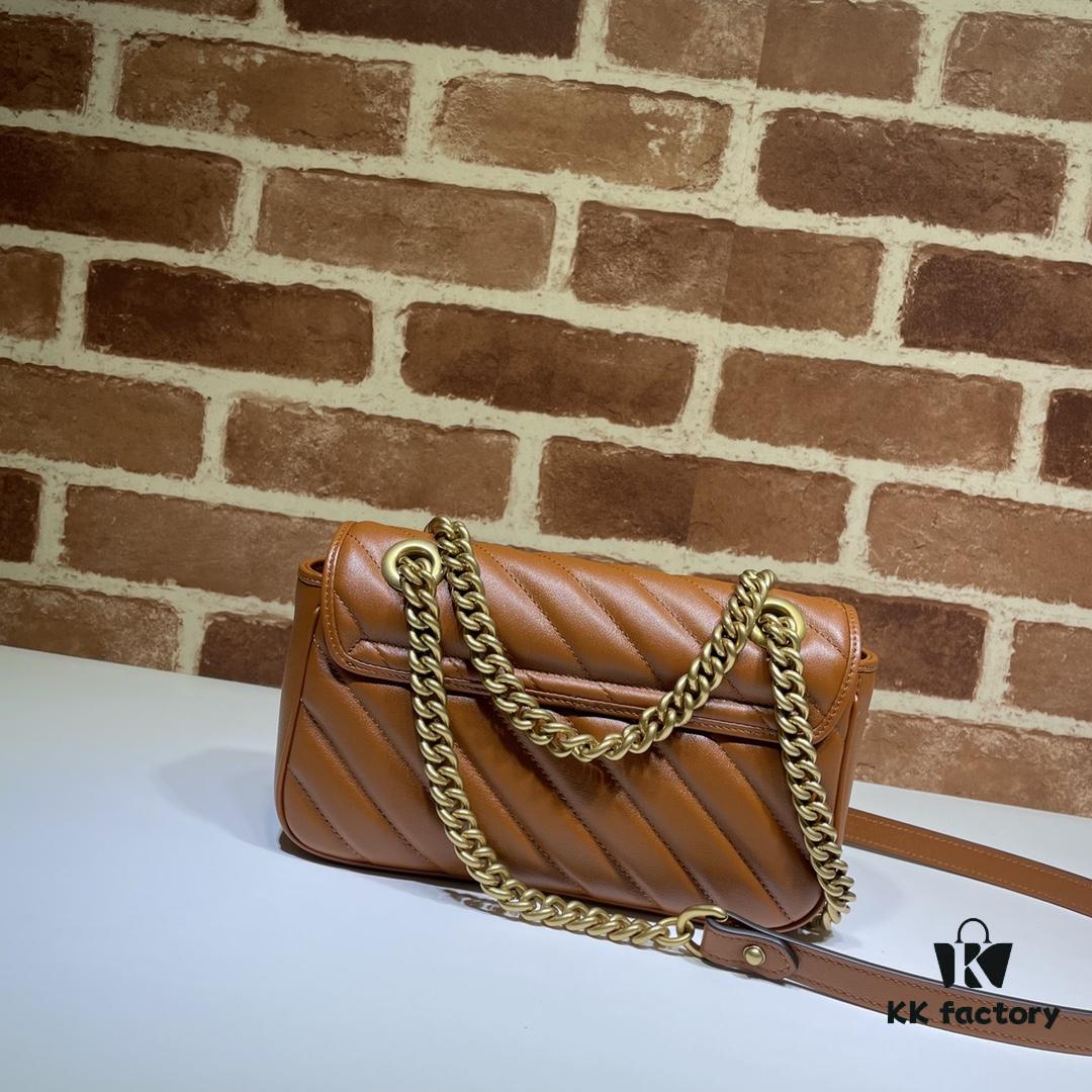 GUCCI New Arrival High-Quality Authentic Stock, Top-Tier Original Order Item, Real Product Photos! 446744 Brown, Size: 23cm W x 14cm H x 6cm D, In Stock Ready to Ship