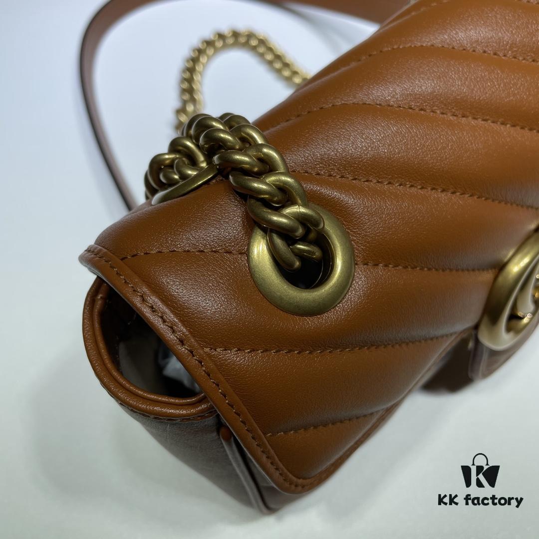 GUCCI New Arrival High-Quality Authentic Stock, Top-Tier Original Order Item, Real Product Photos! 446744 Brown, Size: 23cm W x 14cm H x 6cm D, In Stock Ready to Ship