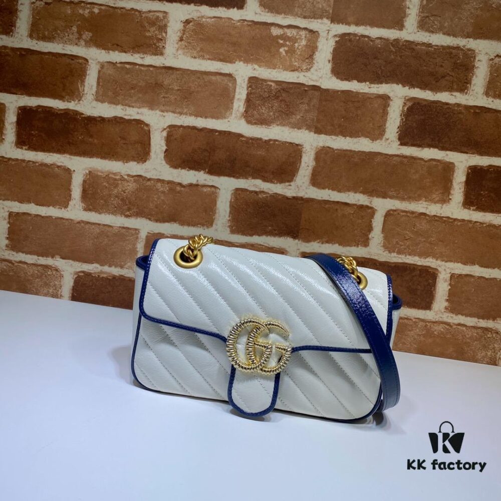 GUCCI New Arrival High-Quality Authentic Stock, Top-Tier Original Order Item, Real Photo! White and Blue 446744, Size: 23 x 14 x 6 cm
