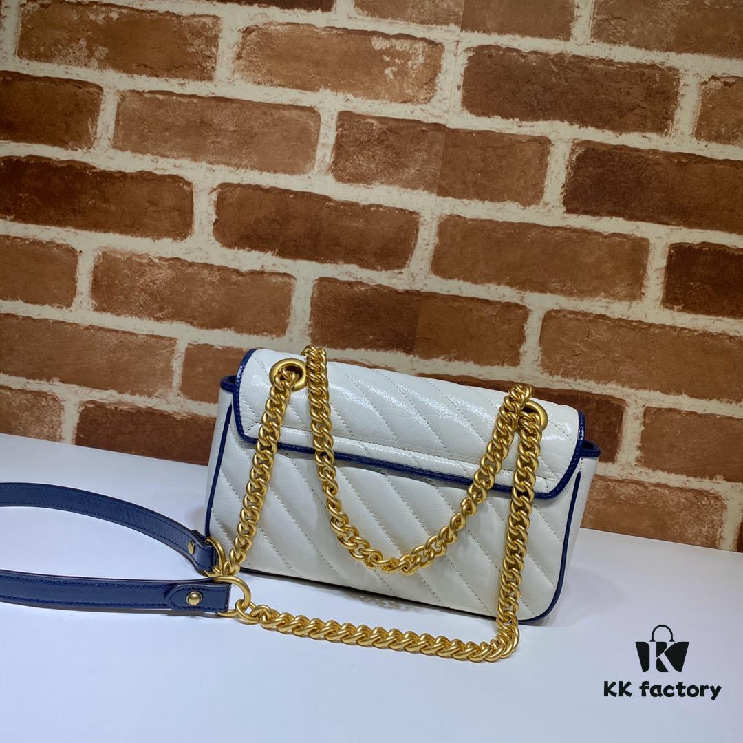 GUCCI New Arrival High-Quality Authentic Stock, Top-Tier Original Order Item, Real Photo! White and Blue 446744, Size: 23 x 14 x 6 cm