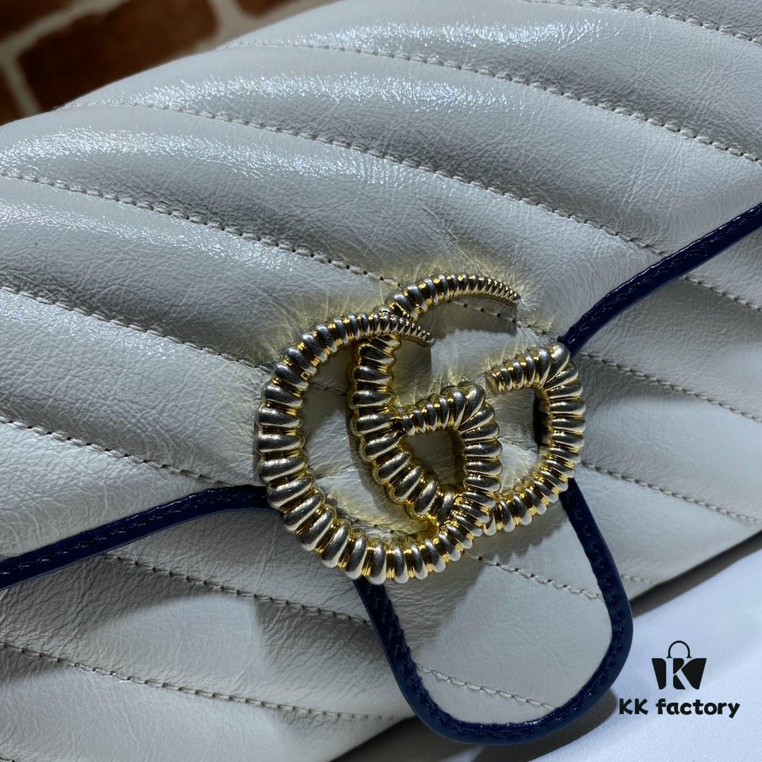 GUCCI New Arrival High-Quality Authentic Stock, Top-Tier Original Order Item, Real Photo! White and Blue 446744, Size: 23 x 14 x 6 cm