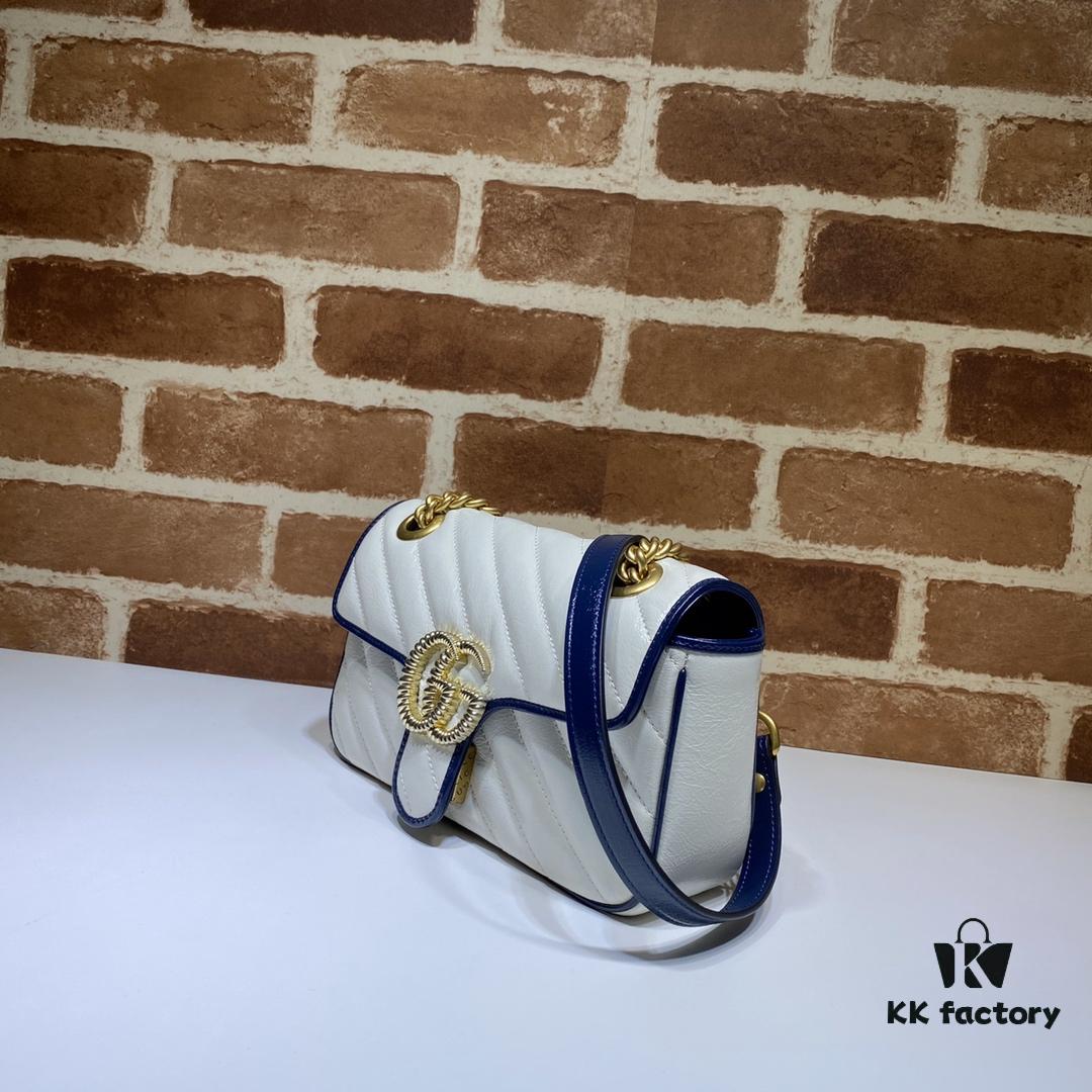 GUCCI New Arrival High-Quality Authentic Stock, Top-Tier Original Order Item, Real Photo! White and Blue 446744, Size: 23 x 14 x 6 cm
