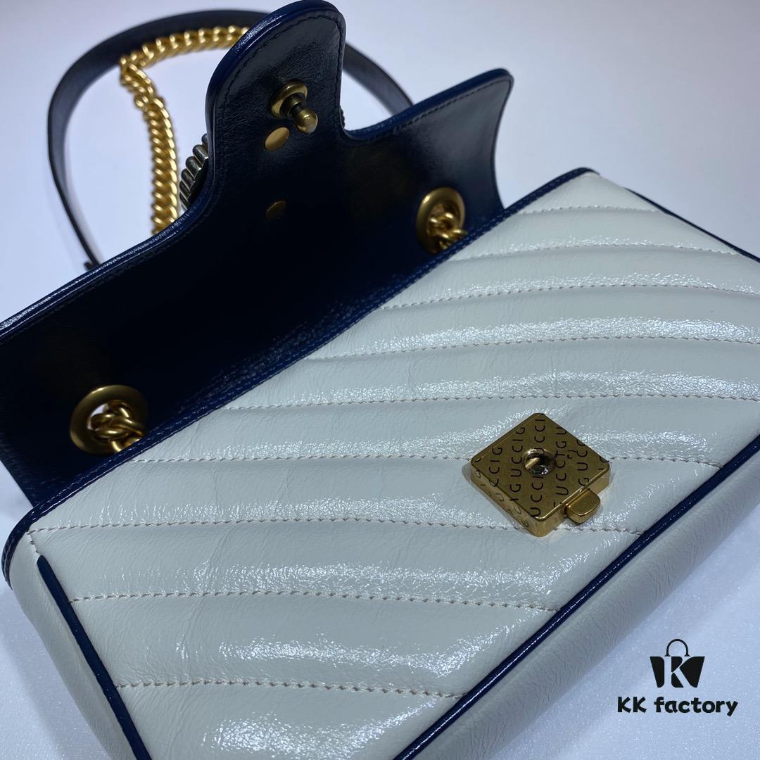 GUCCI New Arrival High-Quality Authentic Stock, Top-Tier Original Order Item, Real Photo! White and Blue 446744, Size: 23 x 14 x 6 cm