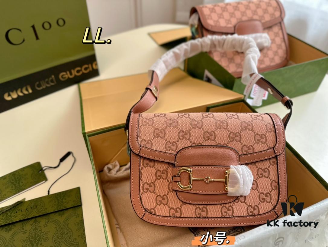 Small (Foldable Box) Size: 21×15 (Small) Gucci New Pink 1955 Horsebit Saddle Bag 💕