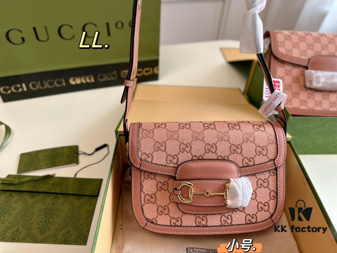 Small (Foldable Box) Size: 21×15 (Small) Gucci New Pink 1955 Horsebit Saddle Bag 💕