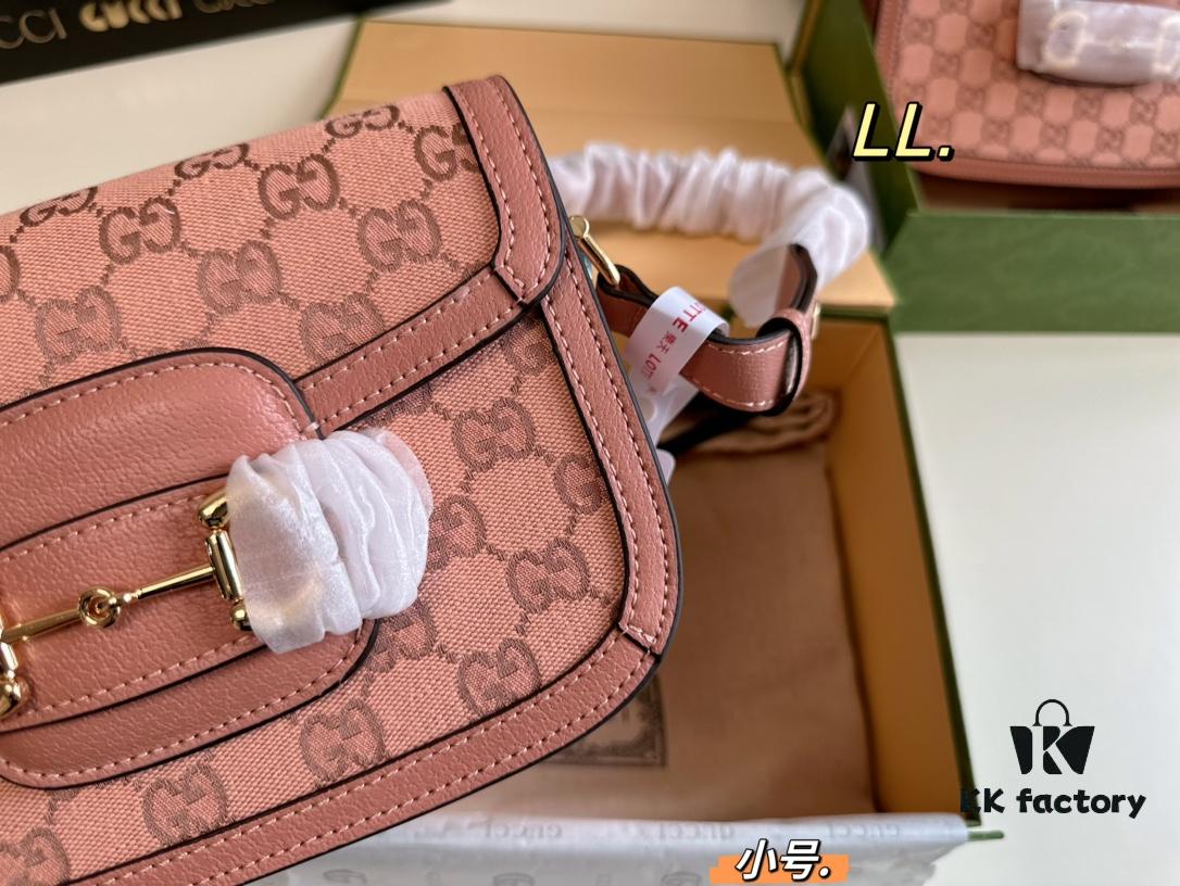Small (Foldable Box) Size: 21×15 (Small) Gucci New Pink 1955 Horsebit Saddle Bag 💕