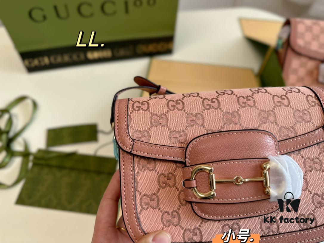 Small (Foldable Box) Size: 21×15 (Small) Gucci New Pink 1955 Horsebit Saddle Bag 💕