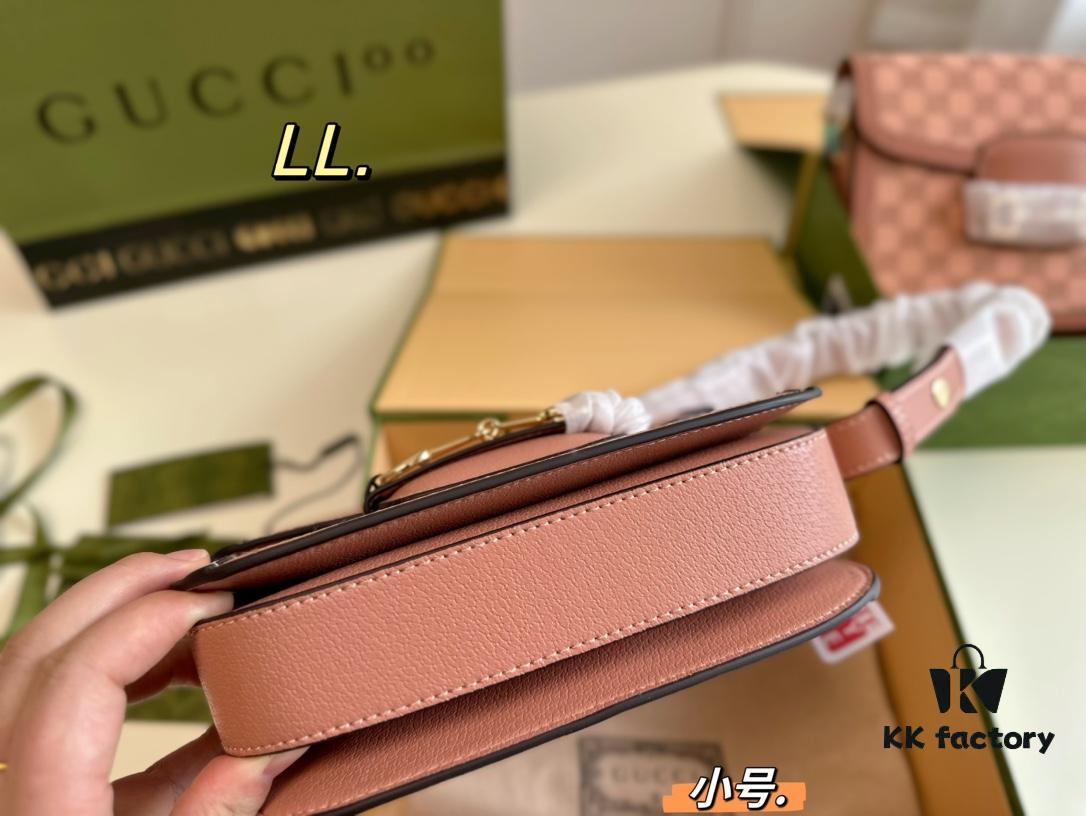 Small (Foldable Box) Size: 21×15 (Small) Gucci New Pink 1955 Horsebit Saddle Bag 💕