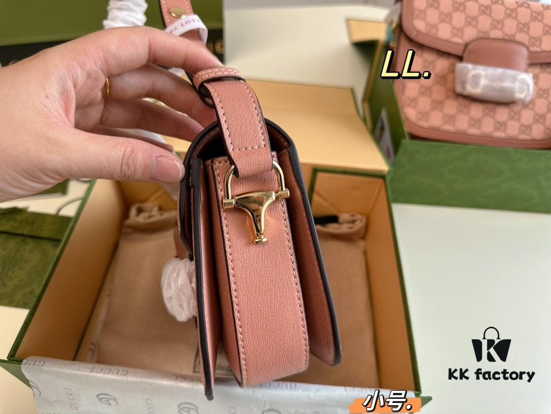 Small (Foldable Box) Size: 21×15 (Small) Gucci New Pink 1955 Horsebit Saddle Bag 💕