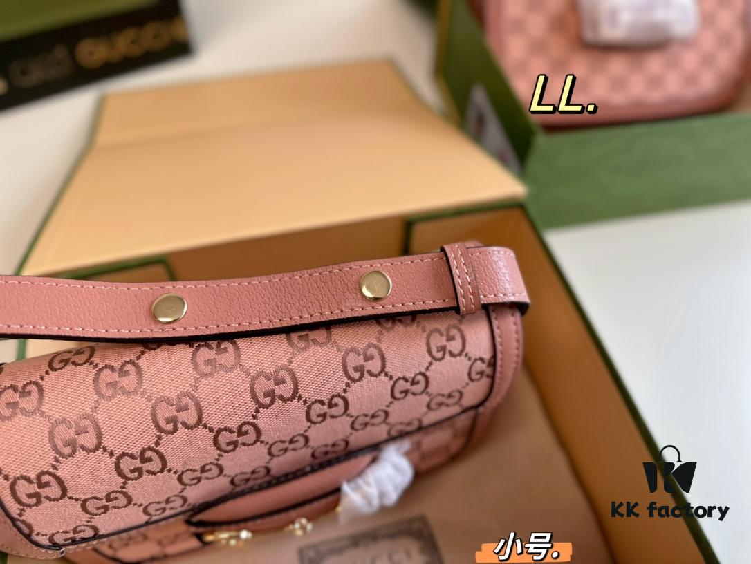 Small (Foldable Box) Size: 21×15 (Small) Gucci New Pink 1955 Horsebit Saddle Bag 💕