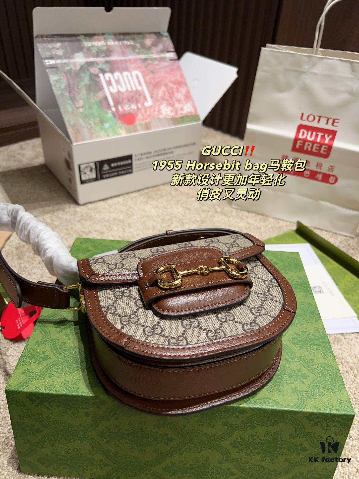 Authentic GUCCI 1955 Horsebit Bag, Saddle Bag with Full Packaging, Size 19.14