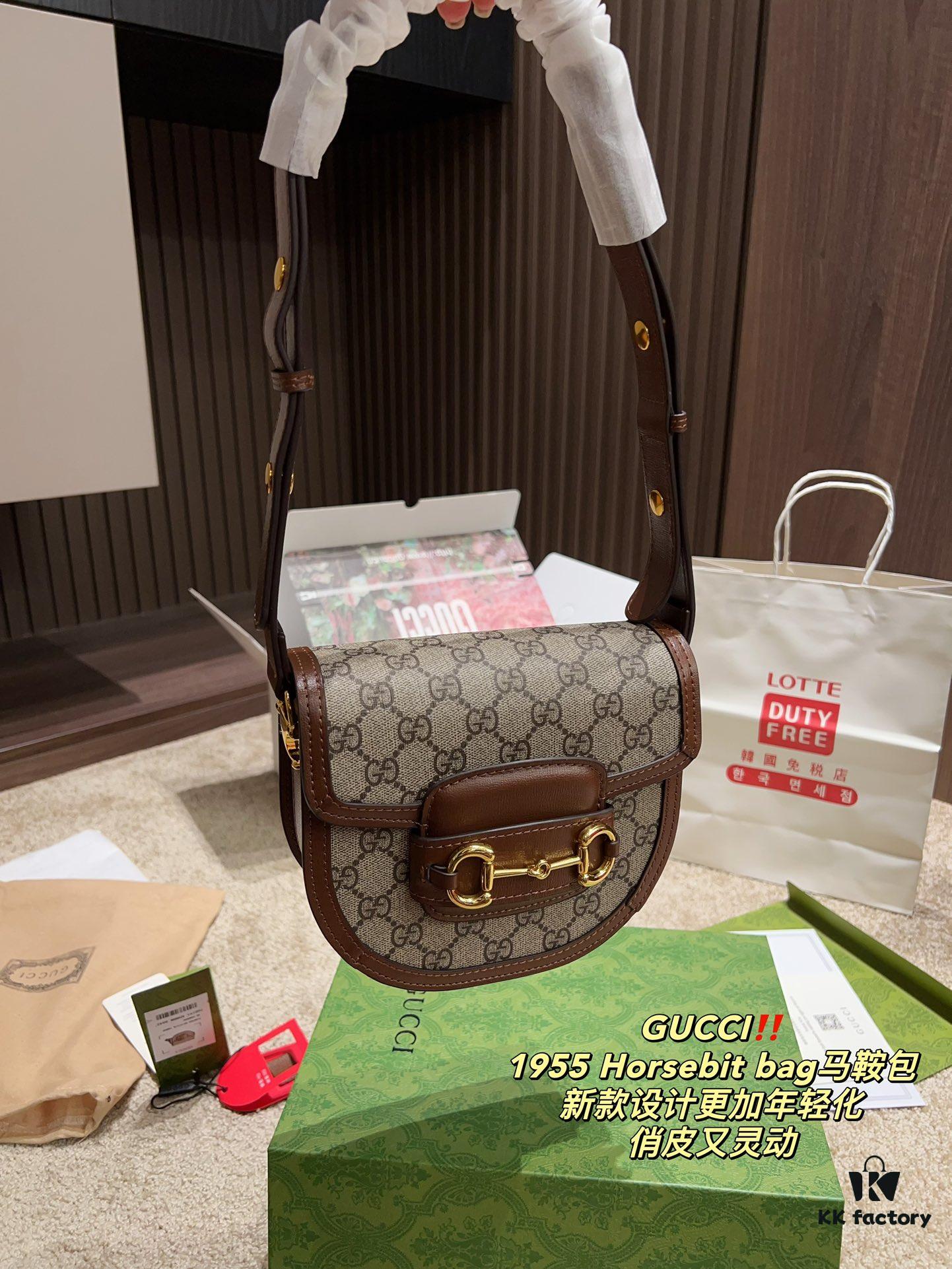 Authentic GUCCI 1955 Horsebit Bag, Saddle Bag with Full Packaging, Size 19.14