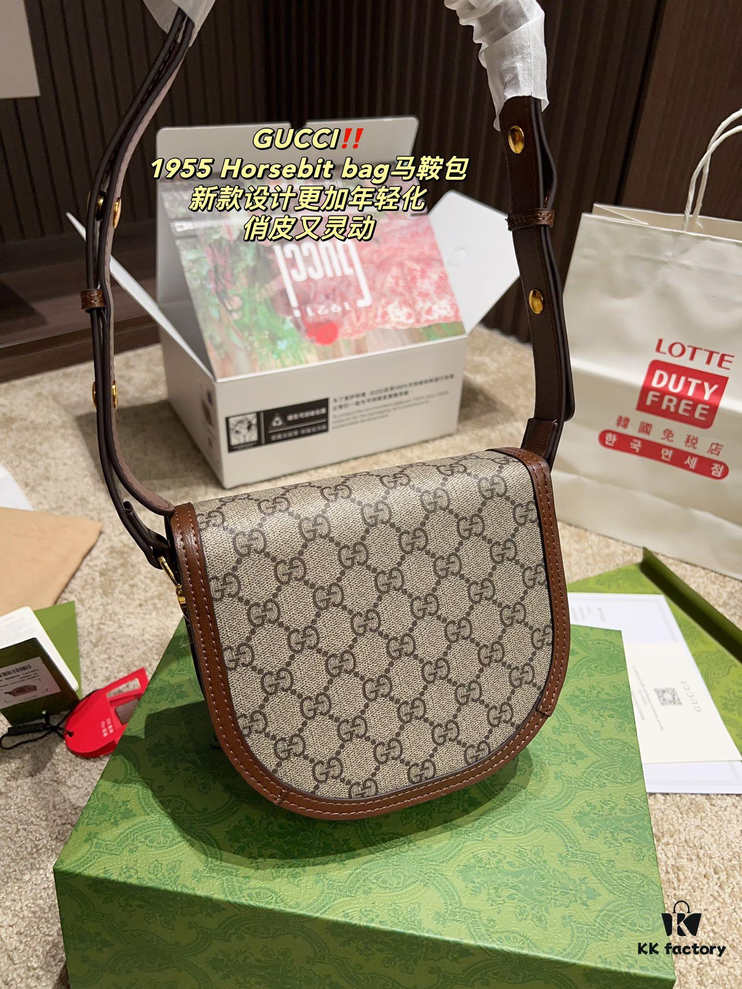 Authentic GUCCI 1955 Horsebit Bag, Saddle Bag with Full Packaging, Size 19.14