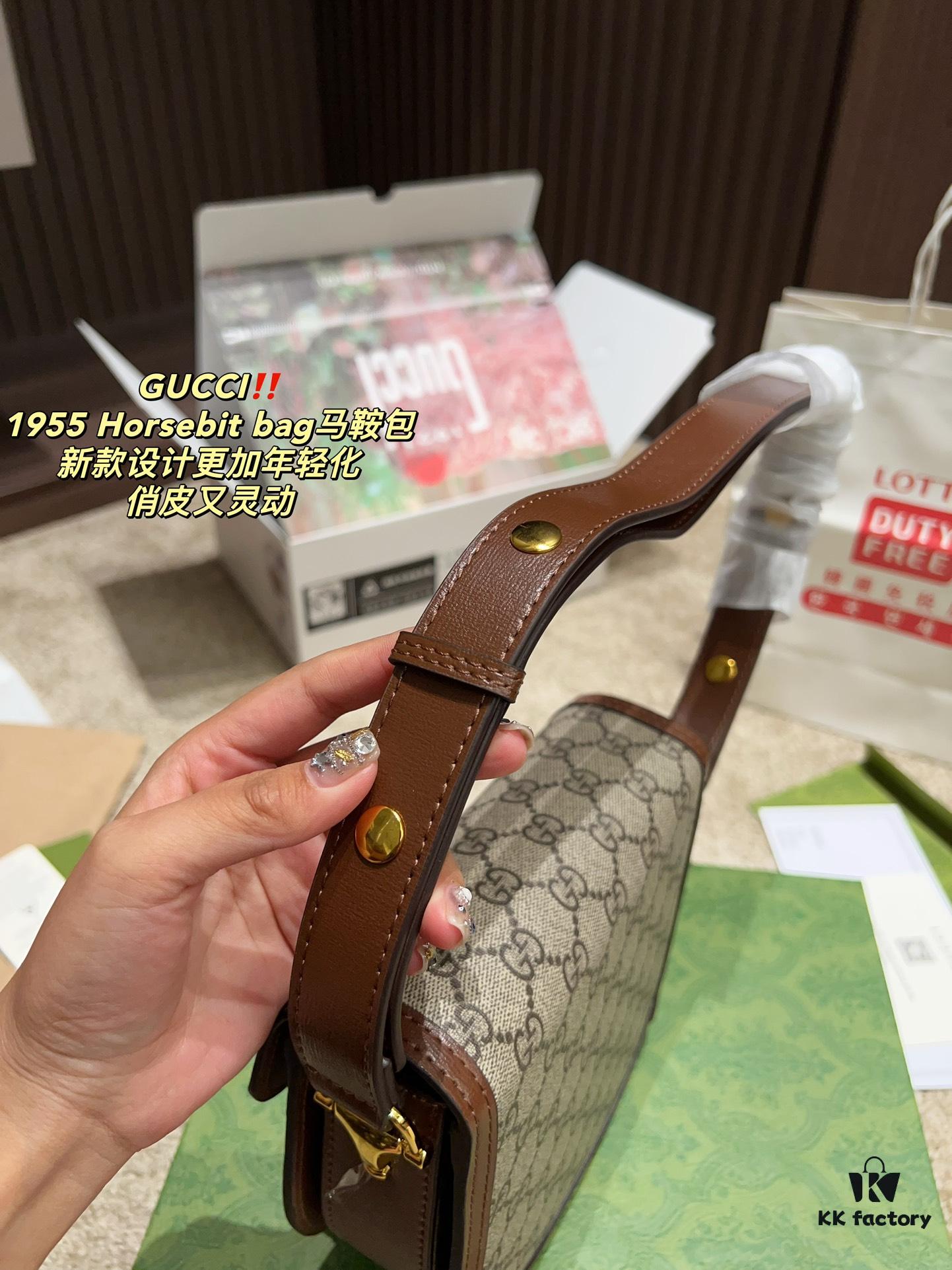 Authentic GUCCI 1955 Horsebit Bag, Saddle Bag with Full Packaging, Size 19.14