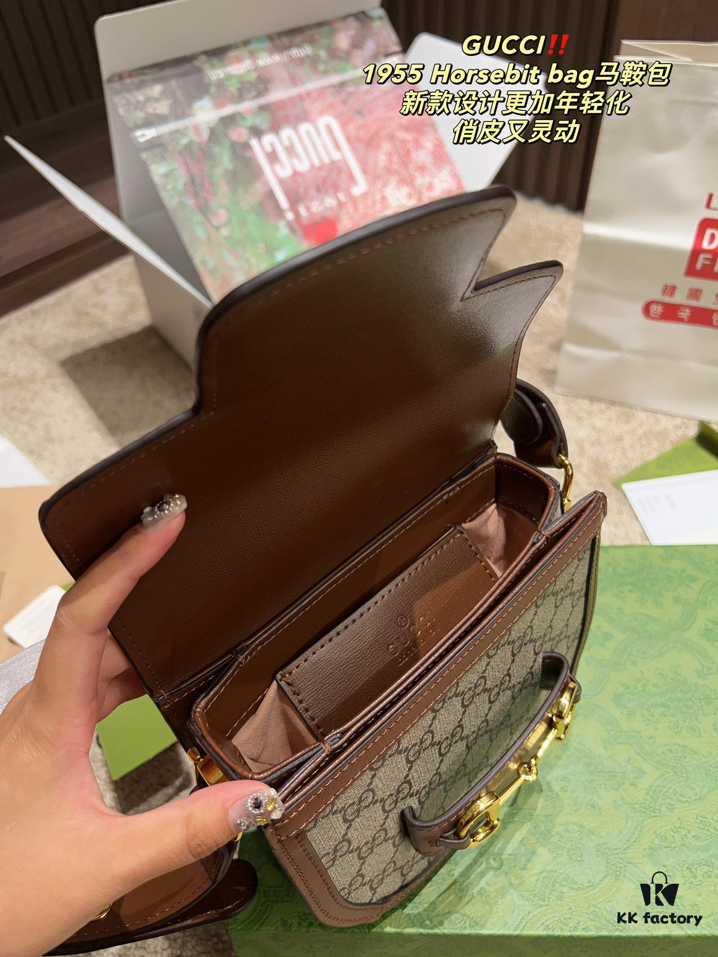 Authentic GUCCI 1955 Horsebit Bag, Saddle Bag with Full Packaging, Size 19.14