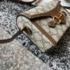 Gucci 1955 Horsebit Mini Bag in Beige and Ebony GG Supreme Canvas