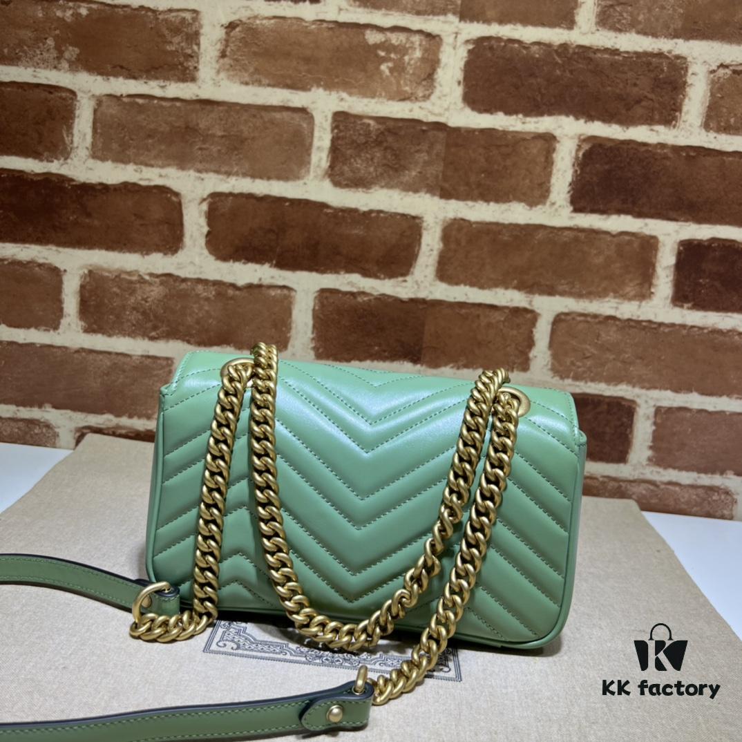 GUCCI High-End Original Stock, Counter Quality, Real Photo! Model No. 446744 Light Green, Size: 23x14x6 cm