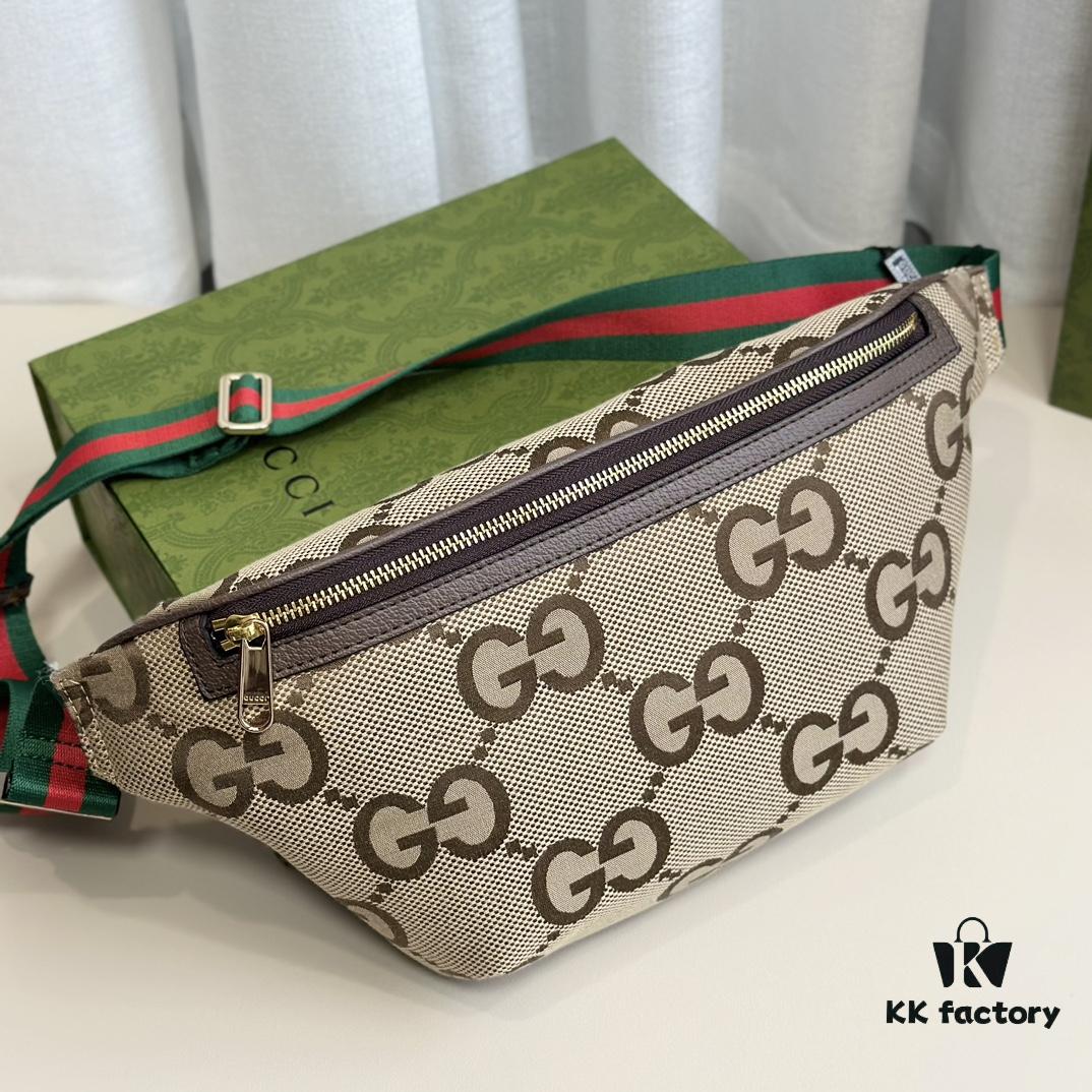 Gucci Super Double G Jumbo Series Belt Bag, Model Number: 696031 Coffee Fabric