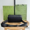Gucci Canvas and Leather GG Print Zipper Bag Unisex Crossbody Waist Pouch