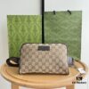Gucci Canvas and Leather GG Print Zipper Bag Unisex Chest Waist Crossbody Bag
