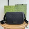 Gucci New Flat Messenger Bag Model 449172 Black Fabric Size 28x20x9cm