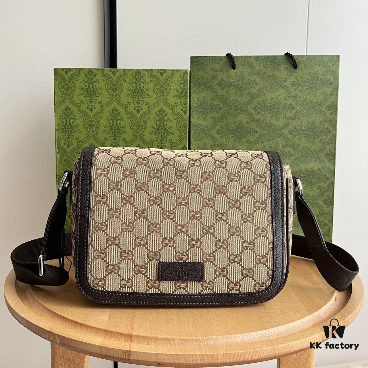 Gucci New Flat Messenger Bag Model 449172 Khaki