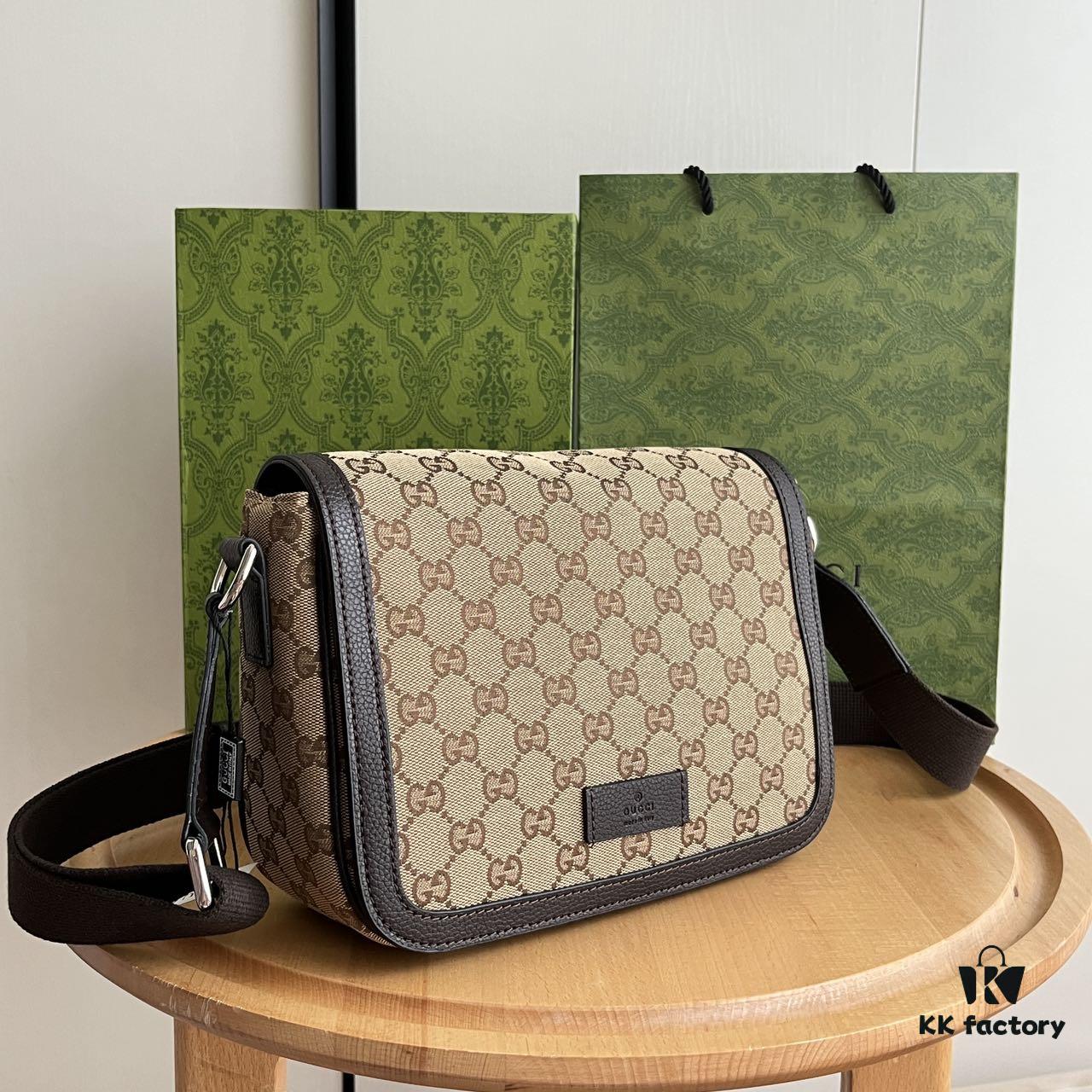 Gucci New Flat Messenger Bag Model 449172 Khaki