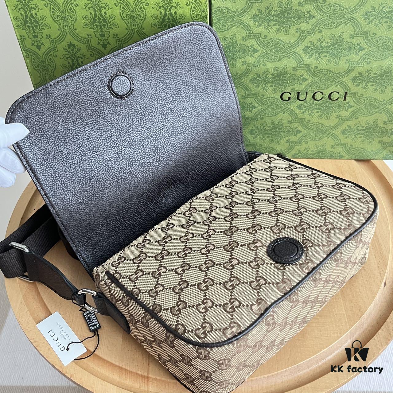 Gucci New Flat Messenger Bag Model 449172 Khaki