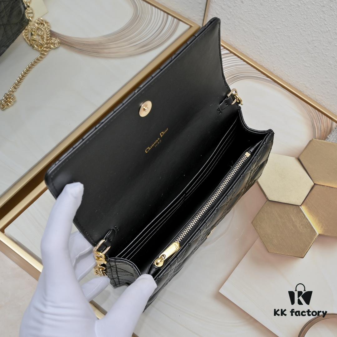 New Dior Caro Chain Bag in White Soft Calfskin with Box