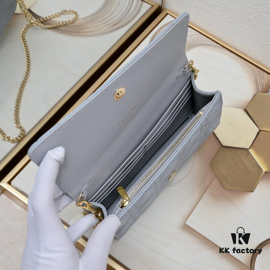 New Dior Caro Chain Bag in White Soft Calfskin with Box