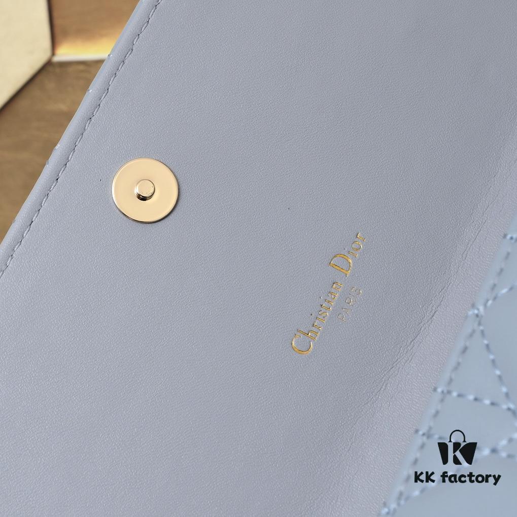 New Dior Caro Chain Bag in White Soft Calfskin with Box