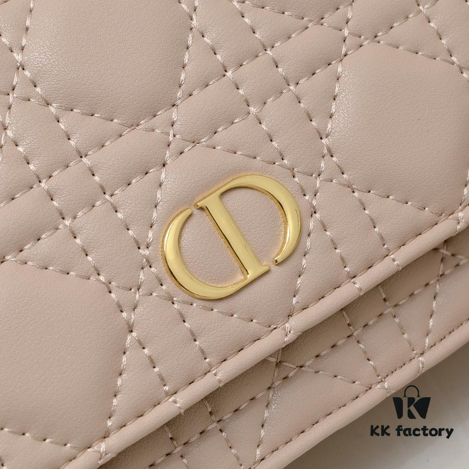 New Dior Caro Chain Bag in White Soft Calfskin with Box