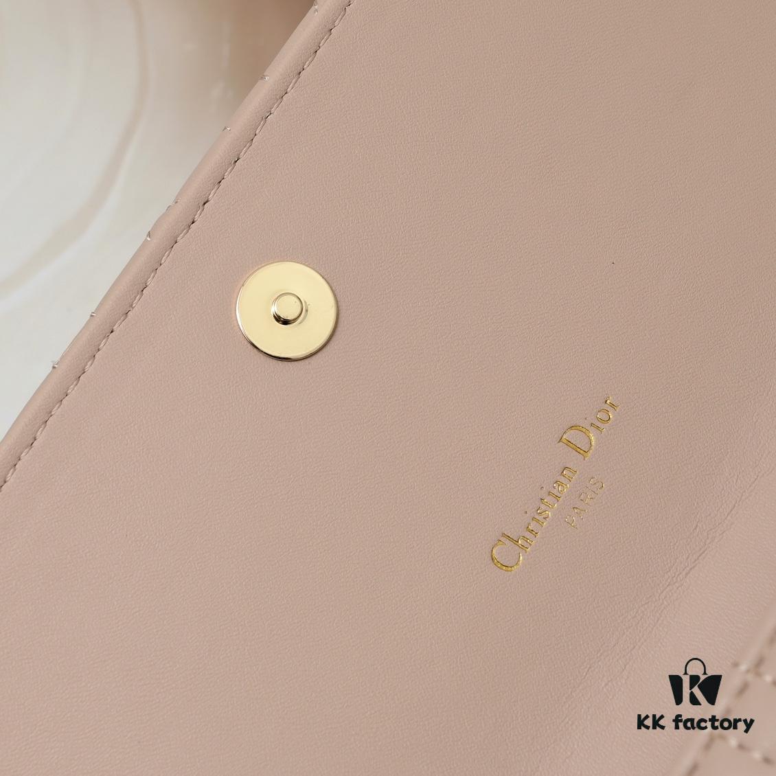 New Dior Caro Chain Bag in White Soft Calfskin with Box