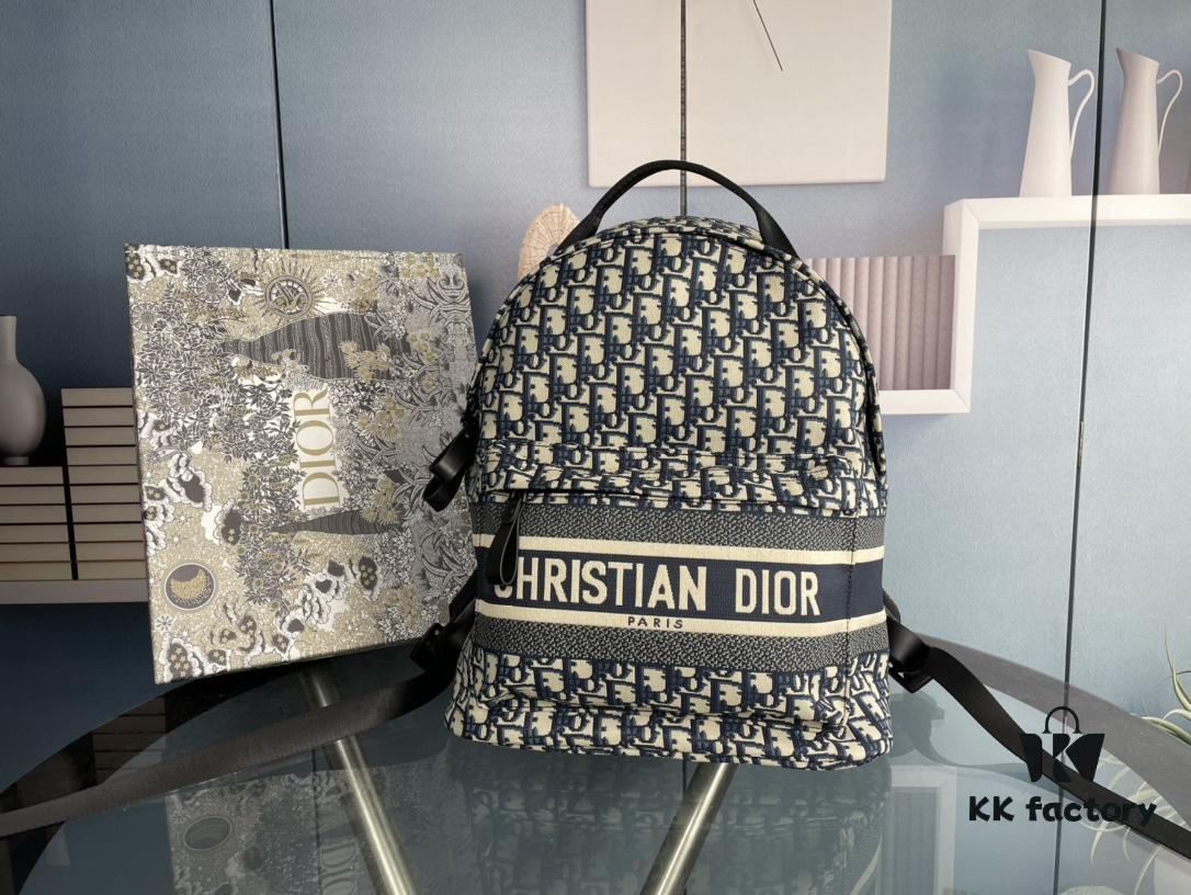 Embroidered Large Upgrade Backpack Dior 2020 Pre-Spring New Arrival 💥 Oblique Canvas and Black Grained-Touch Calfskin Backpack, Dior Signature Detail, Quilted Tech Mesh Back Panel and 3D 'CD' Logo 🌟 Black Calfskin Trim, Black Quilted Nylon Adjustable Strap ♻️ Dual Function: Shoulder Carry and Handheld