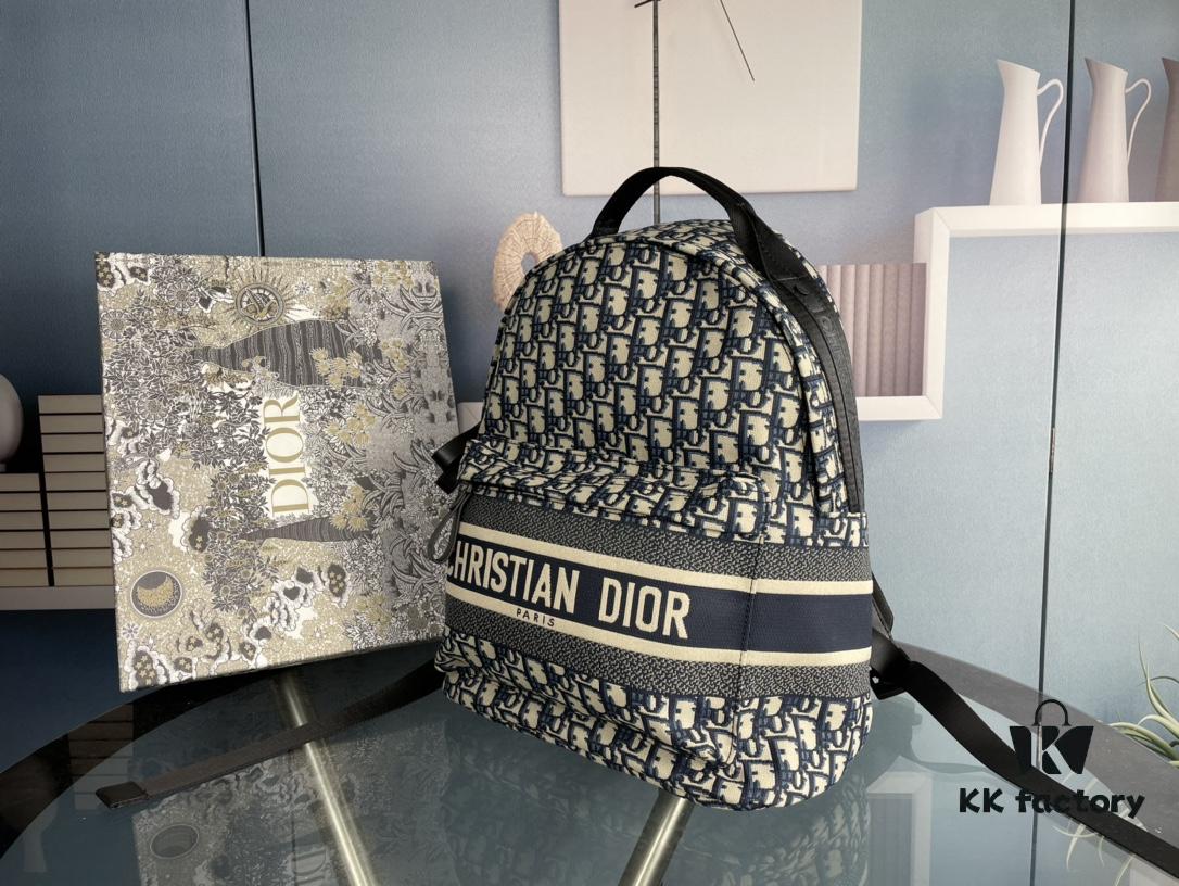 Embroidered Large Upgrade Backpack Dior 2020 Pre-Spring New Arrival 💥 Oblique Canvas and Black Grained-Touch Calfskin Backpack, Dior Signature Detail, Quilted Tech Mesh Back Panel and 3D 'CD' Logo 🌟 Black Calfskin Trim, Black Quilted Nylon Adjustable Strap ♻️ Dual Function: Shoulder Carry and Handheld