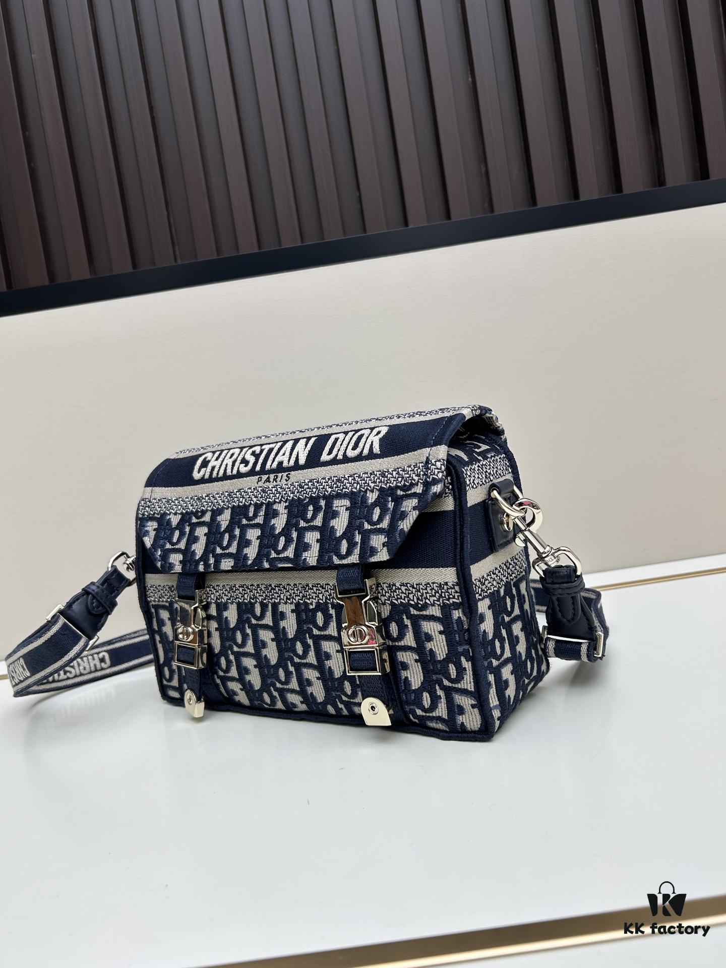 Small DIOR New Messenger Bag with Box 🆕❤️ - Blue Oblique Print, CD Buckle, Adjustable Shoulder Strap