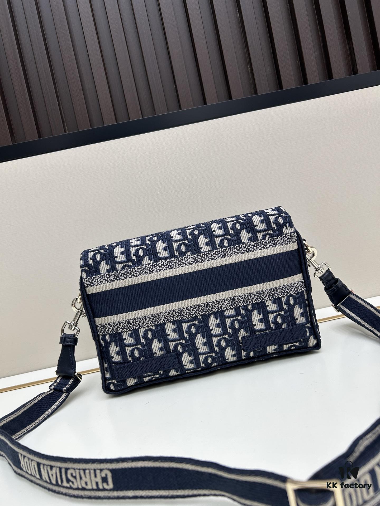 Small DIOR New Messenger Bag with Box 🆕❤️ - Blue Oblique Print, CD Buckle, Adjustable Shoulder Strap