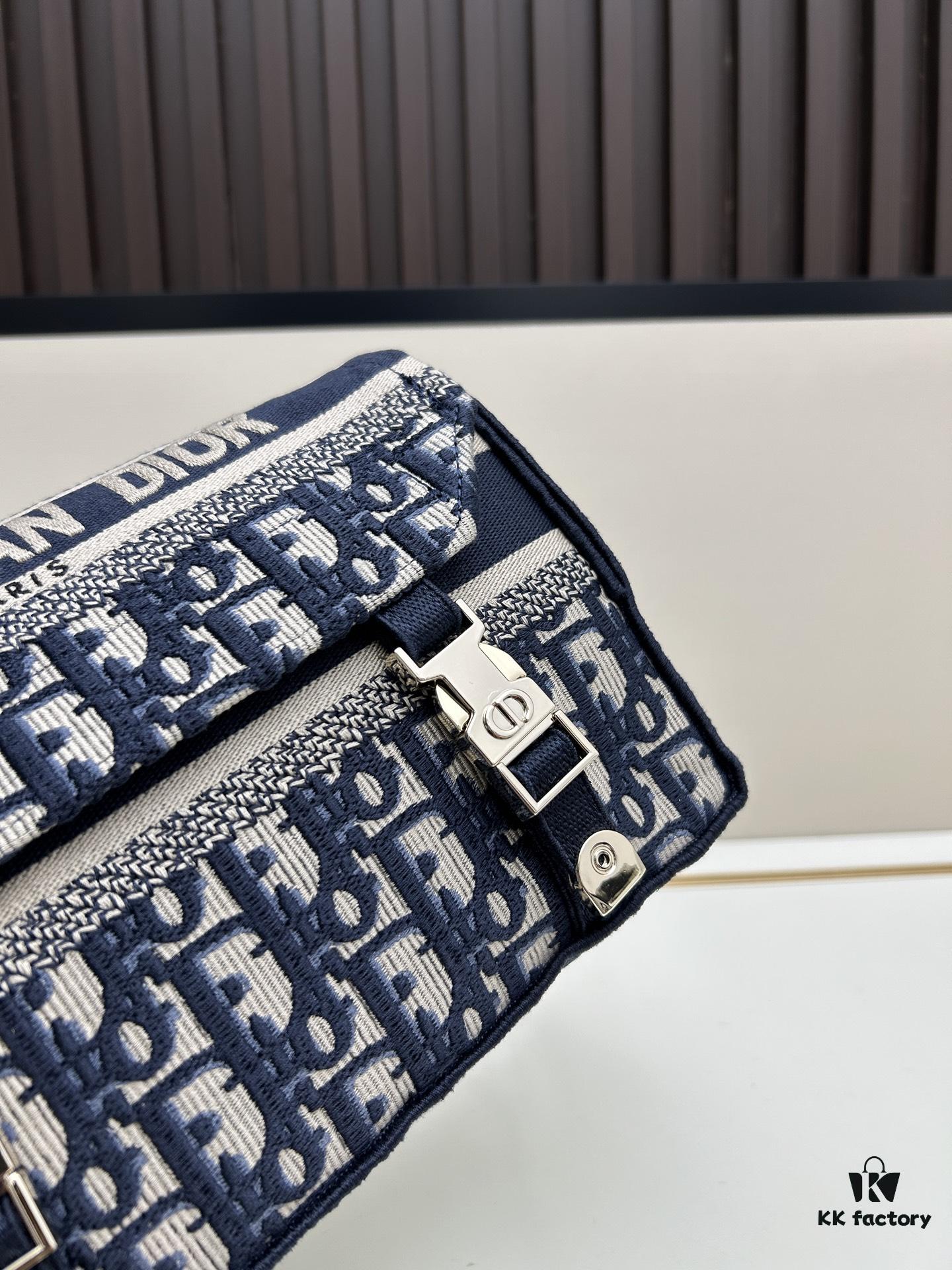 Small DIOR New Messenger Bag with Box 🆕❤️ - Blue Oblique Print, CD Buckle, Adjustable Shoulder Strap